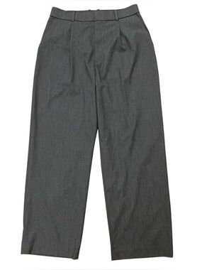 Uniqlo Pleated Wide Leg Pants Womens Size L Rayon Blend Stretch Gray